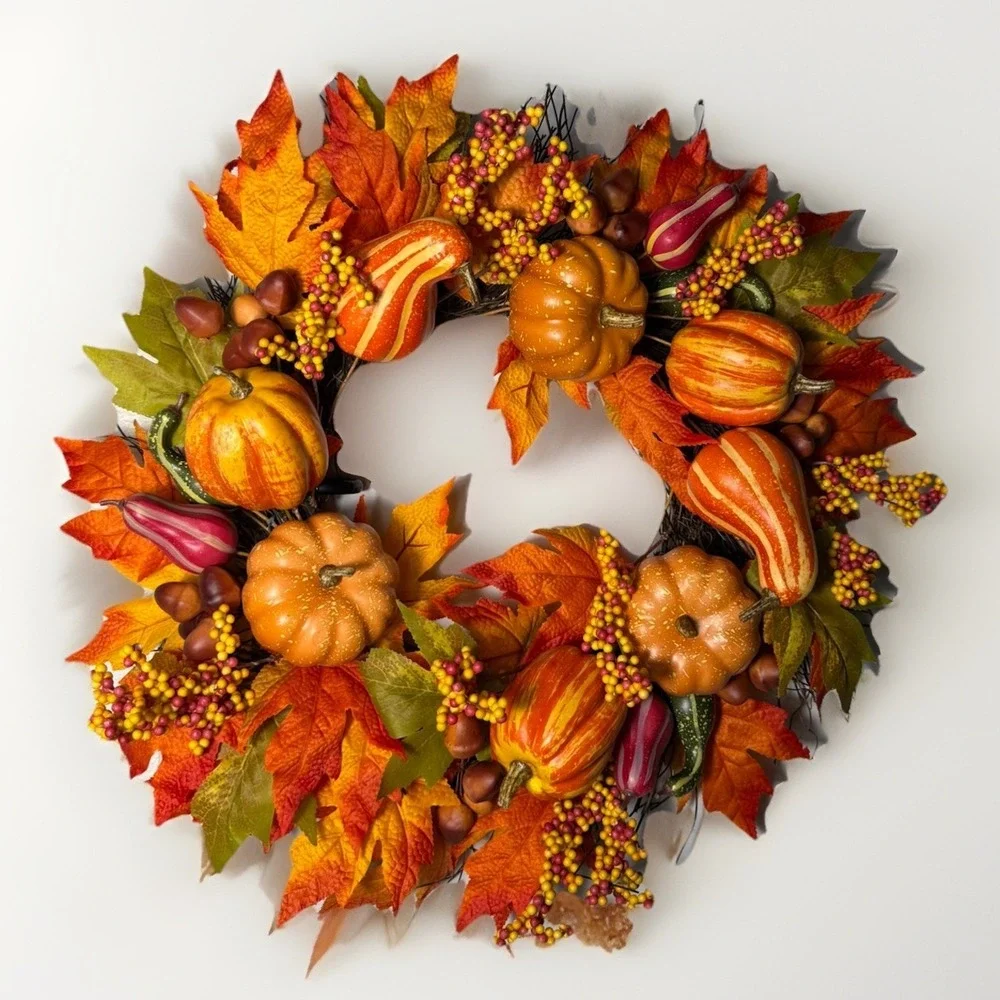 Fall Wreath Pumpkins Farmhouse Thanksgiving Autumn Decor